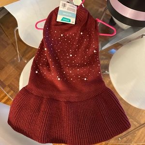 Burgundy NWT Blinged out Dog Sweater Dress